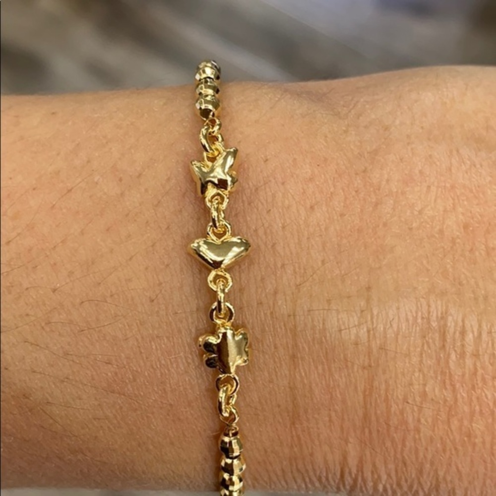 Butterfly Heart Gold plated 7" 8” inches Bracelet